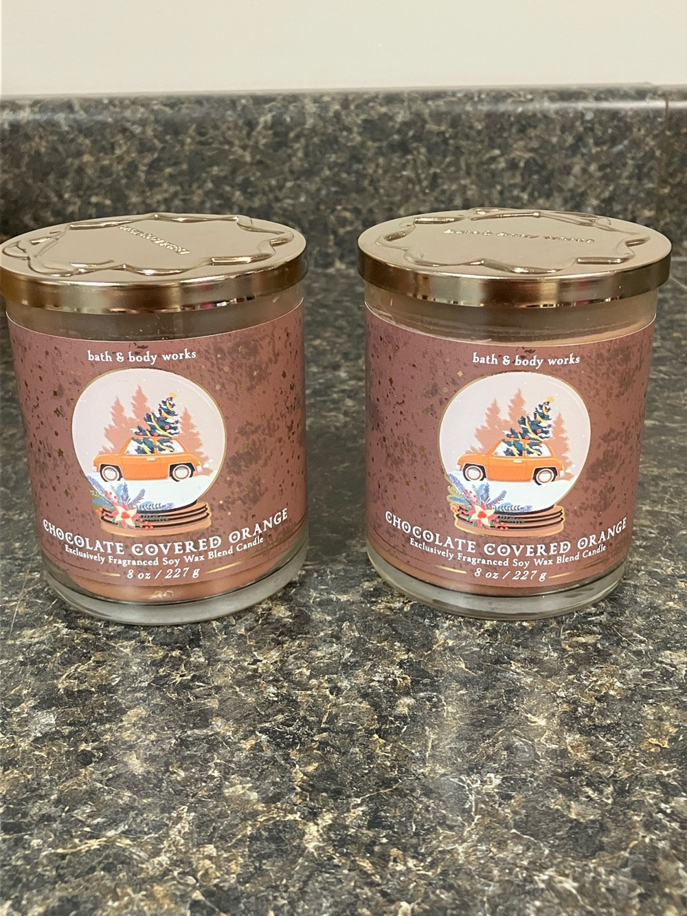 2 new in box single wick soy wax blend candle chocolate covered orange